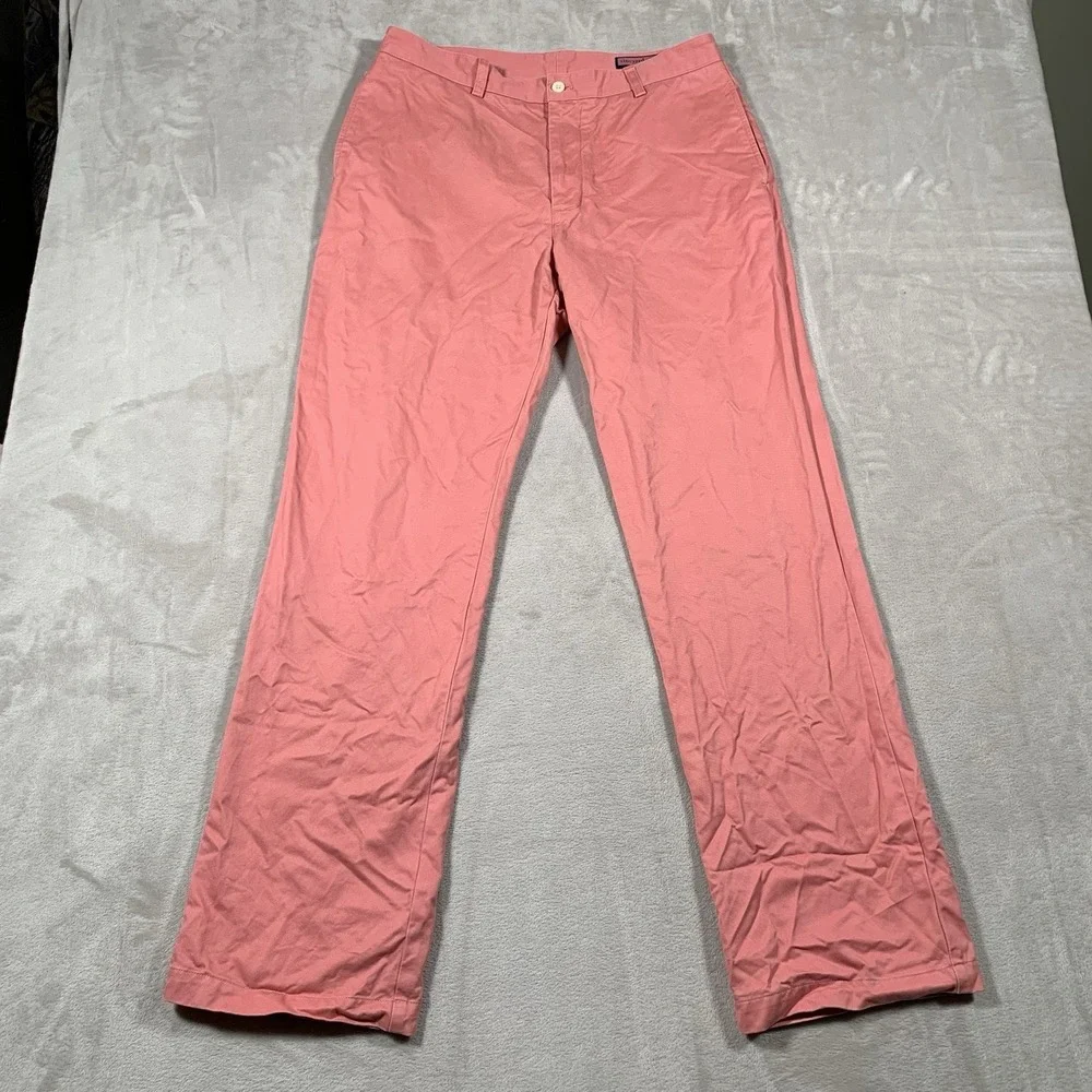 Vineyard Vines Club Pant 34X34* Pink Salmon Flat Front Straight Leg Chino Cotton